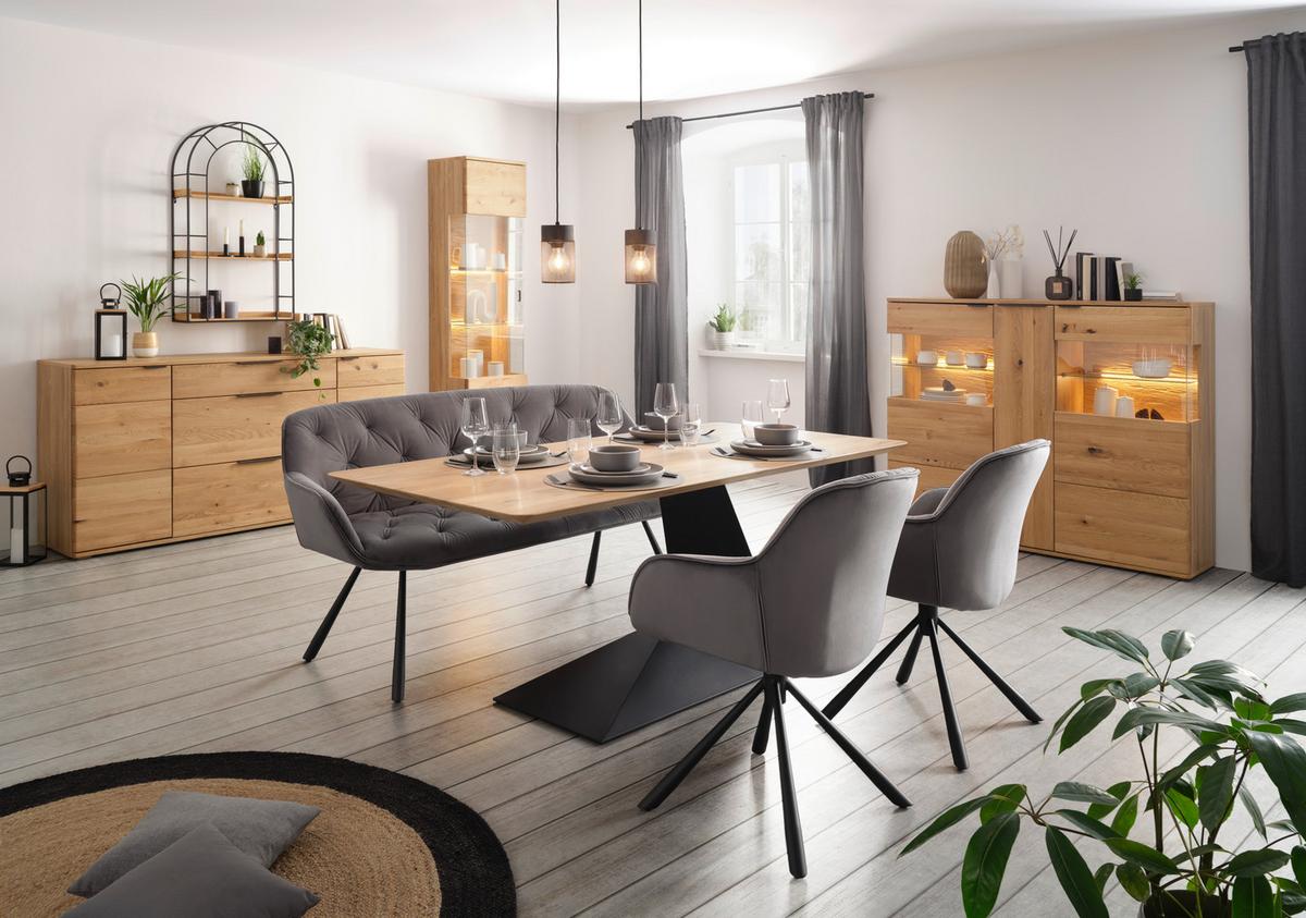 Sideboard Valera in Wildeiche - Wildeiche/Schwarz, KONVENTIONELL, Holz/Holzwerkstoff (180/90/44cm) - Premium Living