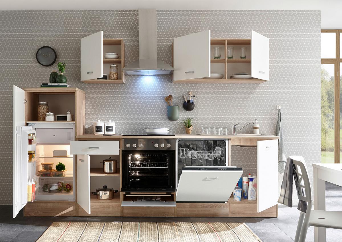 MEBLE KUCHENNE BEZ SPRZĘTÓW ANDY - kolor srebrny/biały, Modern, materiał drewnopochodny/tworzywo sztuczne (280cm) - MID.YOU