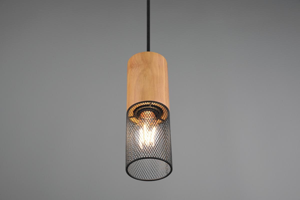 Schienensystem-Hängeleuchte Duoline-Tosh max. 25 Watt - Schwarz, Natur, Holz/Metall (8,0/180cm) - Trio Leuchten
