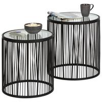 Beistelltischset aus Metall/Glas, 2-teilig - Schwarz, Modern, Glas/Metall (40-45/45-50cm)