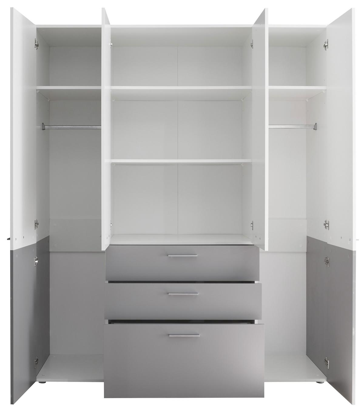 Kombischrank in Grau/Weiß - Weiss/Silberfarben, Konventionell, Holzwerkstoff/Metall (163/196,4/57,6cm) - Mömax