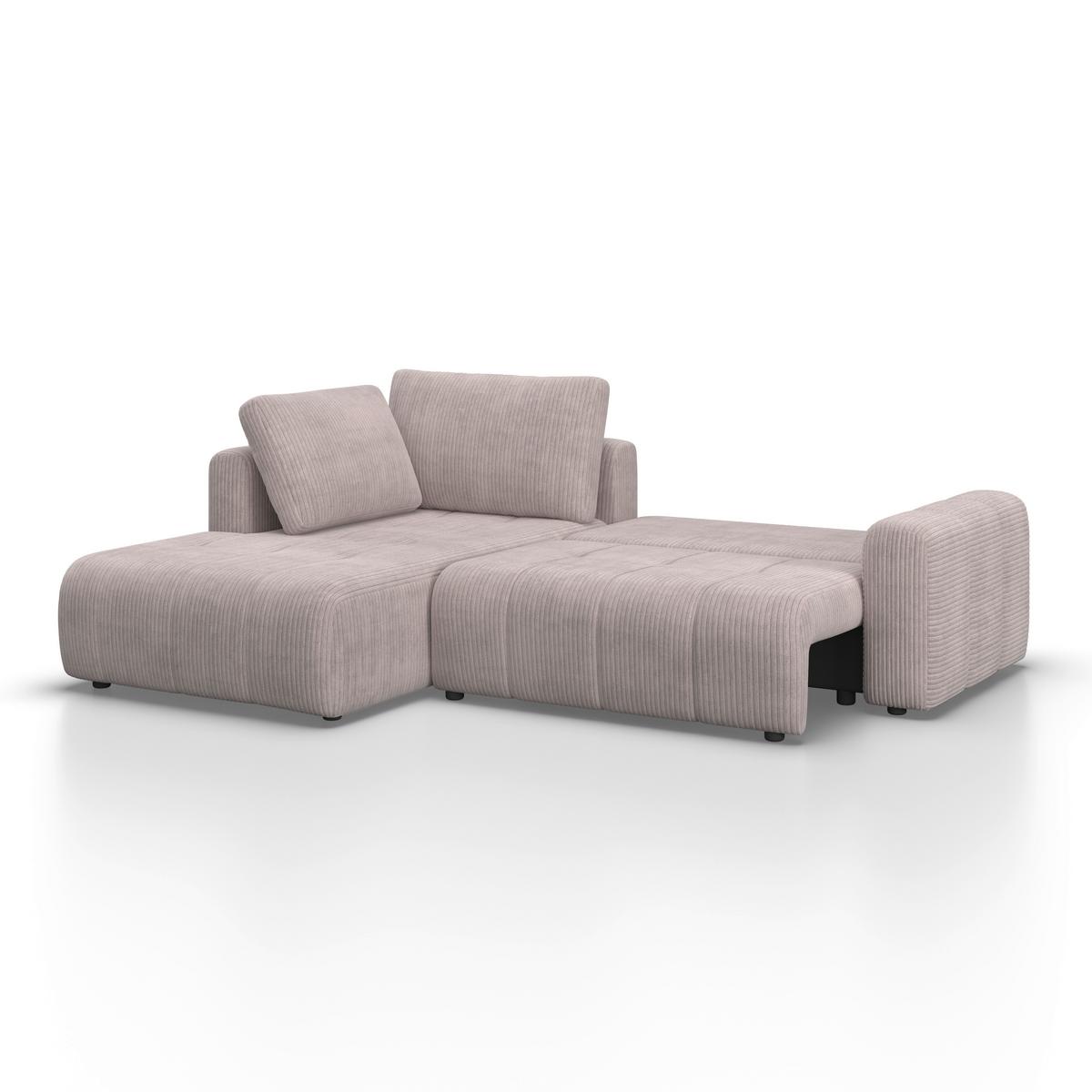 Sarokkanapé Ágyfunkcióval Gia - világosszürke, Modern, textil/fa (261/94/197cm) - Bessagi Home