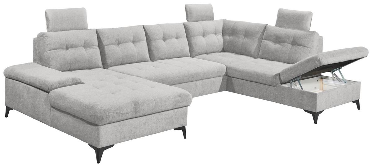 Wohnlandschaft Durban U ca. 170x324x218 cm Grau - Schwarz/Grau, KONVENTIONELL, Kunststoff/Textil (170/324/218cm) - MID.YOU