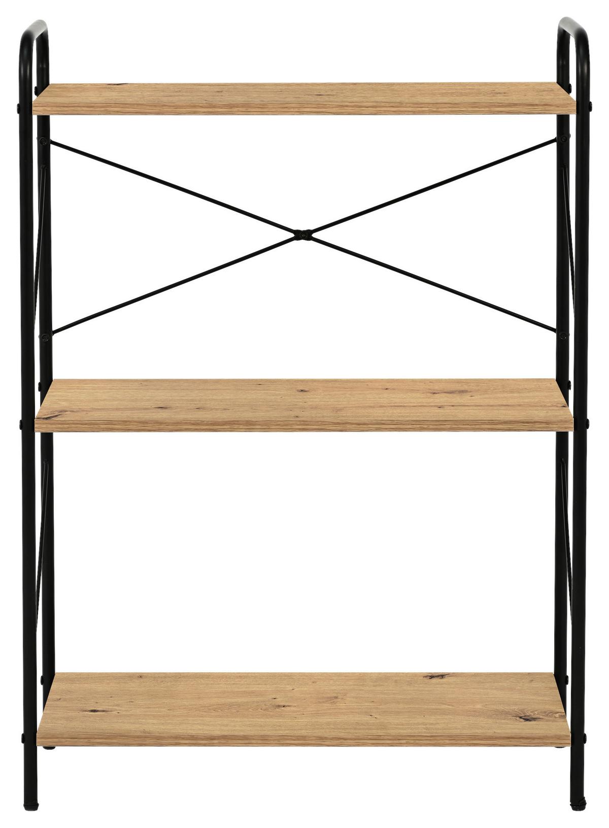 Regal Tim 3, Barva Hrasta, Črna - črna/hrast artisan, Trend, kovina/leseni material (63/89/30cm)