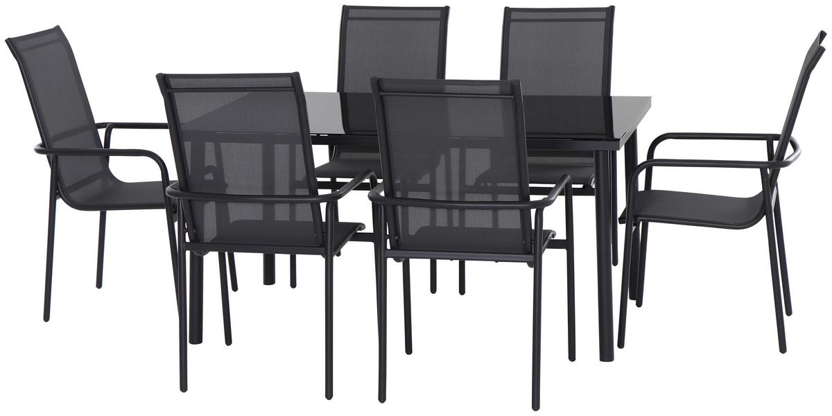Vrtna Garnitura Torino, Siva, 7-Delno - siva, Moderno, kovina/steklo (150/74/90cm) - Beldano