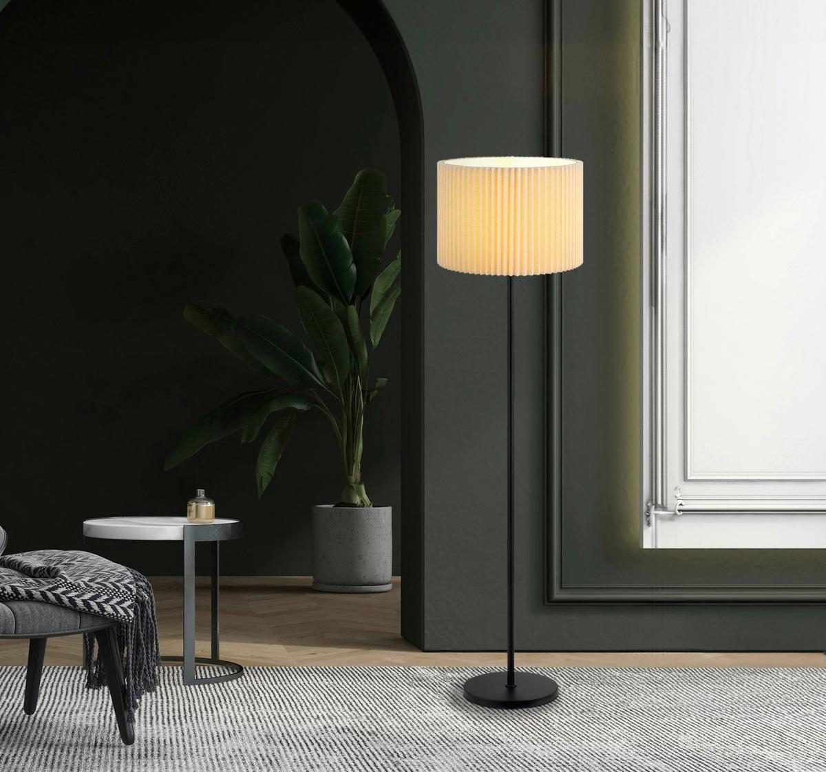 LAMPA STOJĄCA LISA - kolor naturalny/czarny, Modern, metal/tkanina (38/152cm) - Novel