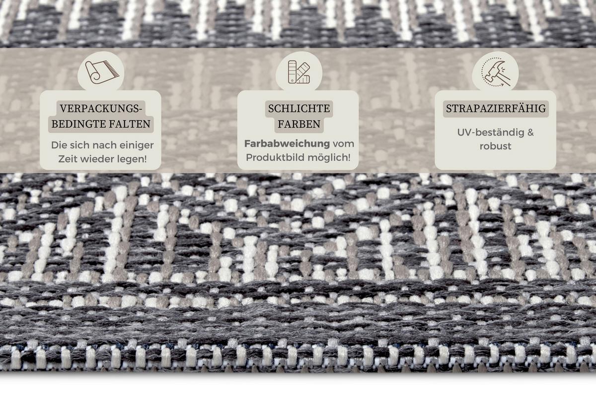 Outdoorteppich Noble Grau/Beige ca. 63x120cm - Beige/Grau, Design, Kunststoff (63/120cm)