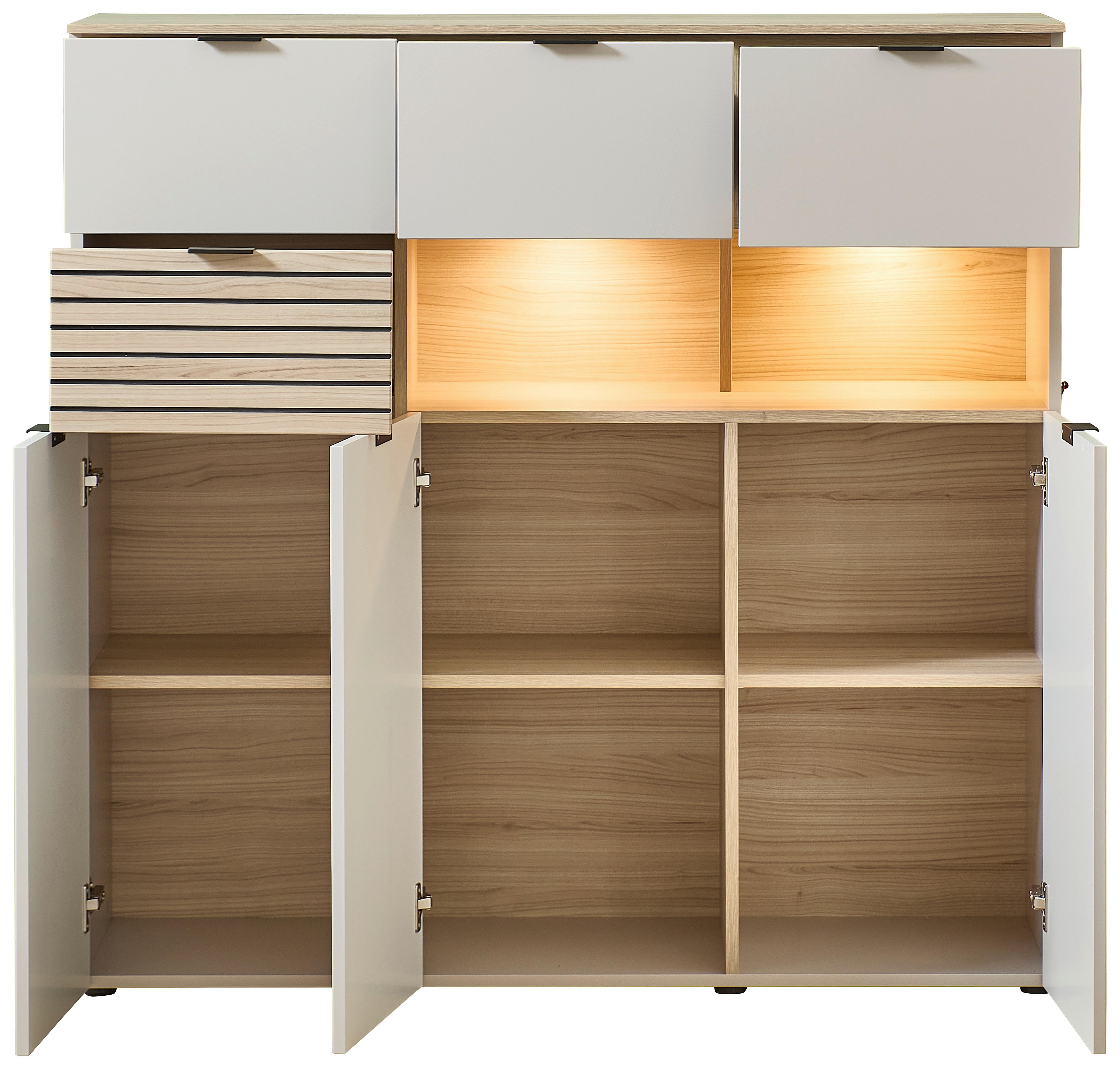 Highboard Memphis Eichefarben/Kaschmir - Kaschmir/Eichefarben, MODERN, Holzwerkstoff/Metall (125/125/45cm) - Premium Living