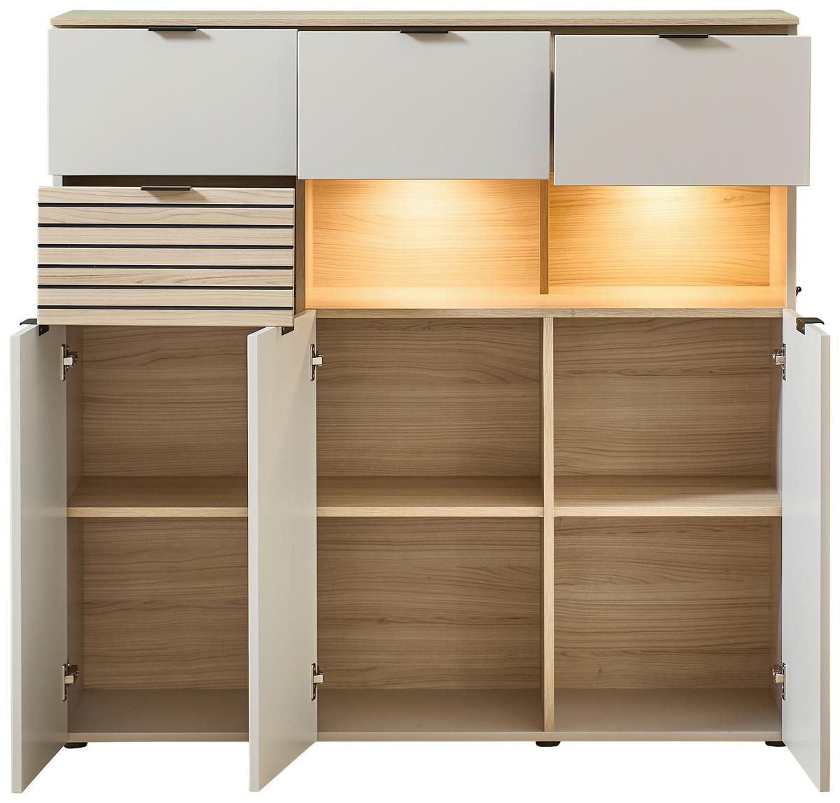 Highboard Memphis Eichefarben/Kaschmir - Kaschmir/Eichefarben, MODERN, Holzwerkstoff/Metall (125/125/45cm) - Premium Living