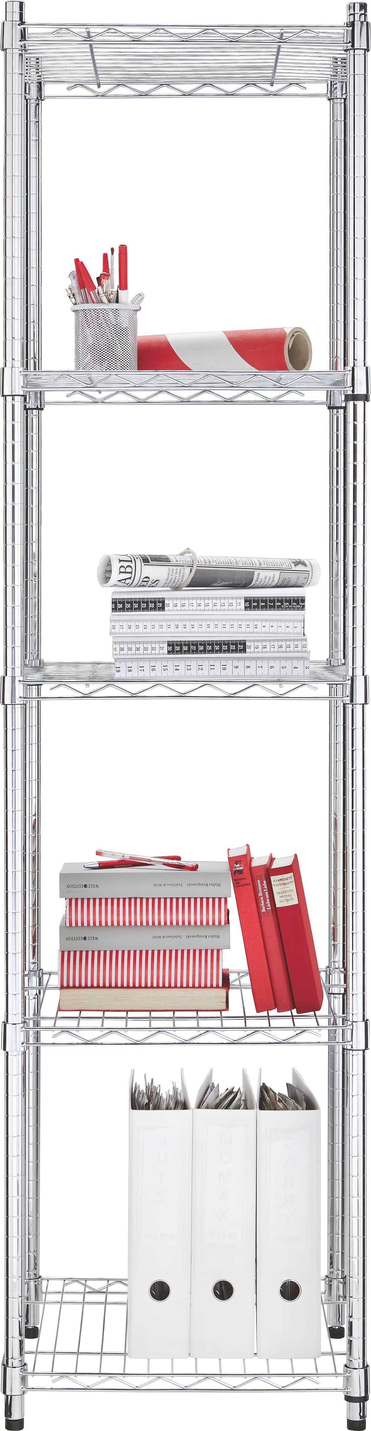 Regal Chromfarben - Chromfarben/Champagner, Kunststoff/Metall (46/177/46cm) - Mömax modern living