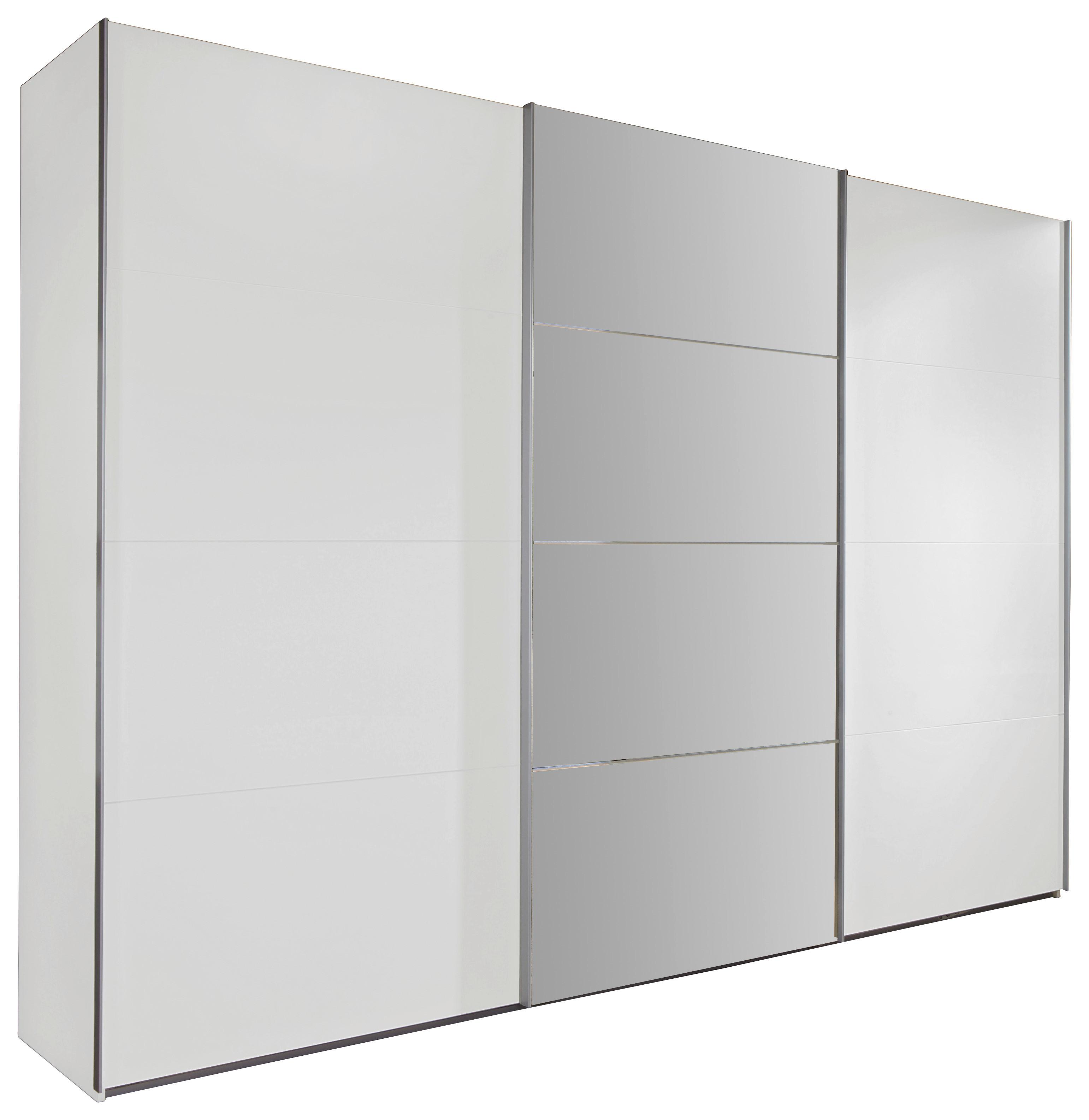 Omara Z Drsnimi Vrati Ernie, Bela, Z Ogledalom - bela/barve aluminija, Moderno, kovina/steklo (270/210/65cm) - Mömax