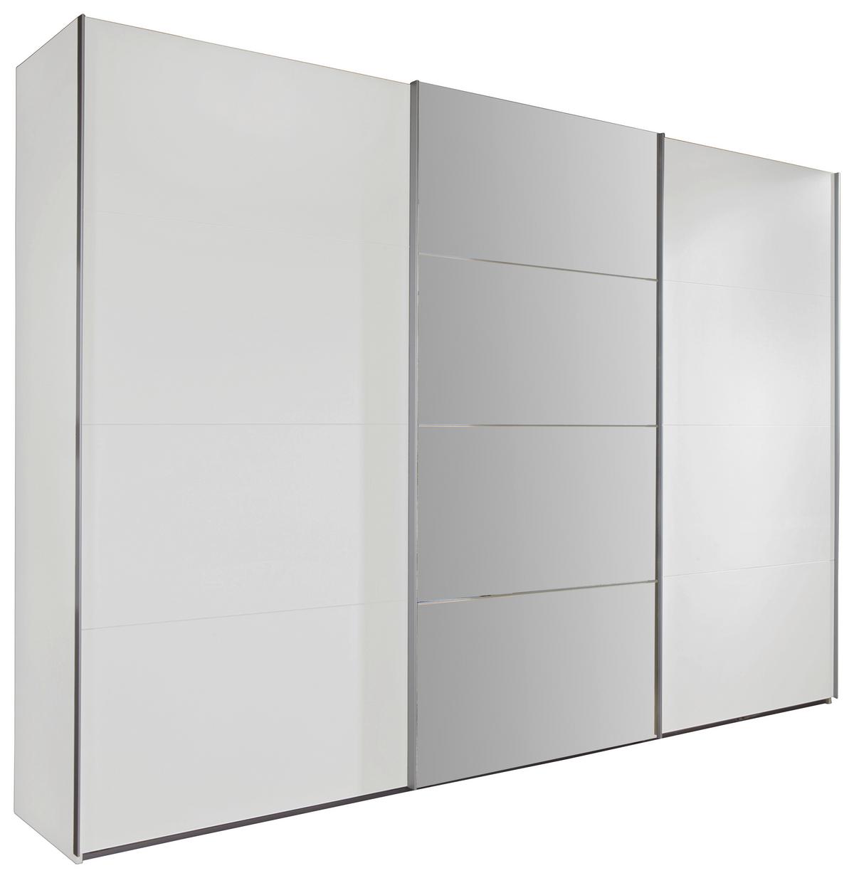 Omara Z Drsnimi Vrati Ernie, Bela, Z Ogledalom - bela/barve aluminija, Moderno, kovina/steklo (270/210/65cm) - Mömax