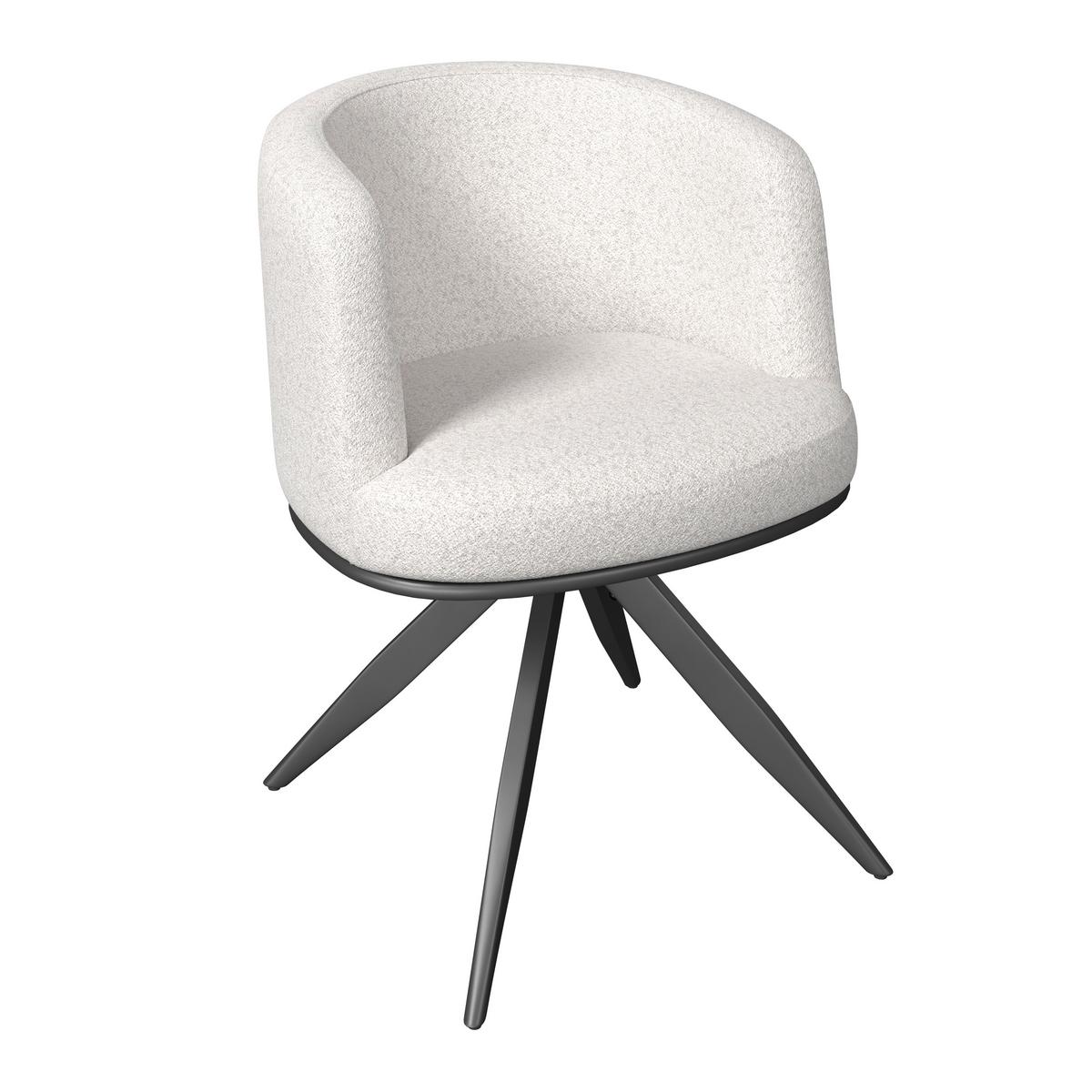 Armlehnstuhl Nela Steingrau Bouclé Drehbar Gepolstert - Schwarz/Grau, MODERN, Holz/Textil (62/77/62cm) - Bessagi Home