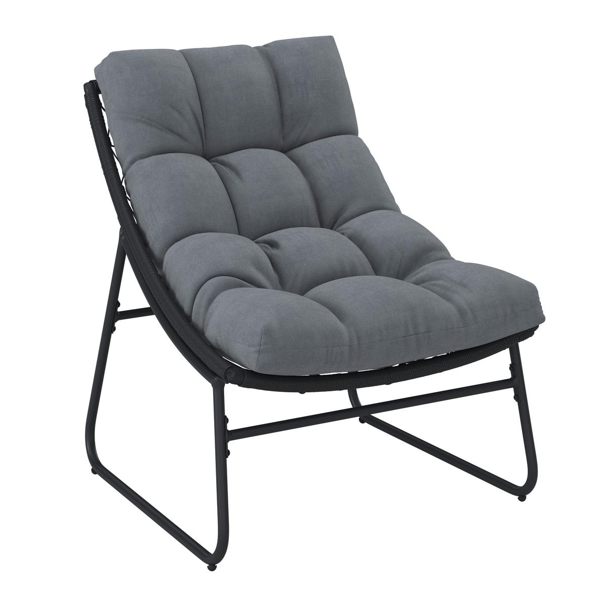 Balkonset Elia Grau Metall/Outdoorstoff +Abdeckung - Dunkelgrau/Grau, MODERN, Kunststoff/Textil - Bessagi Garden