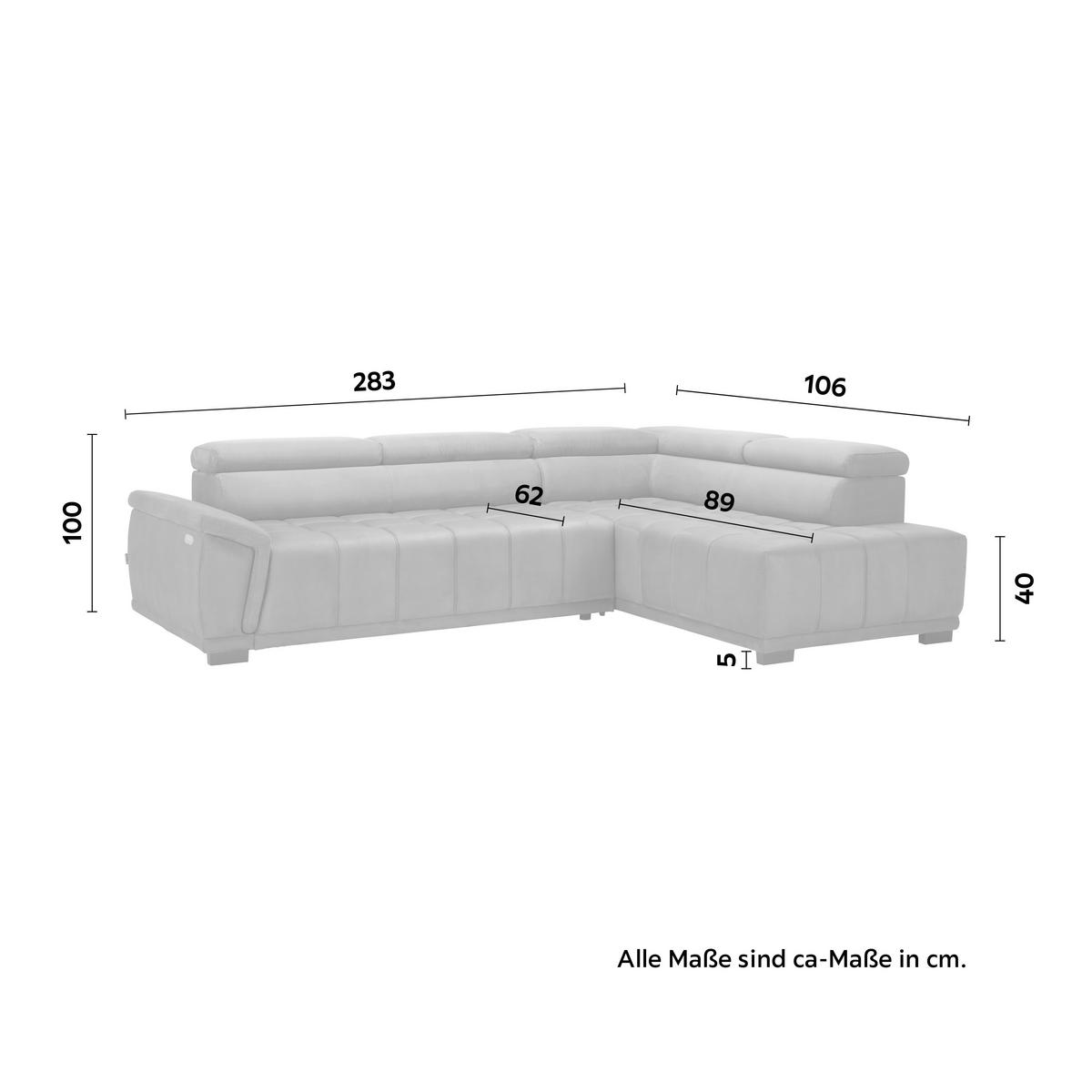 Ecksofa in Grau - Schwarz/Grau, Modern, Holz/Holzwerkstoff (283/100/206cm) - Premium Living
