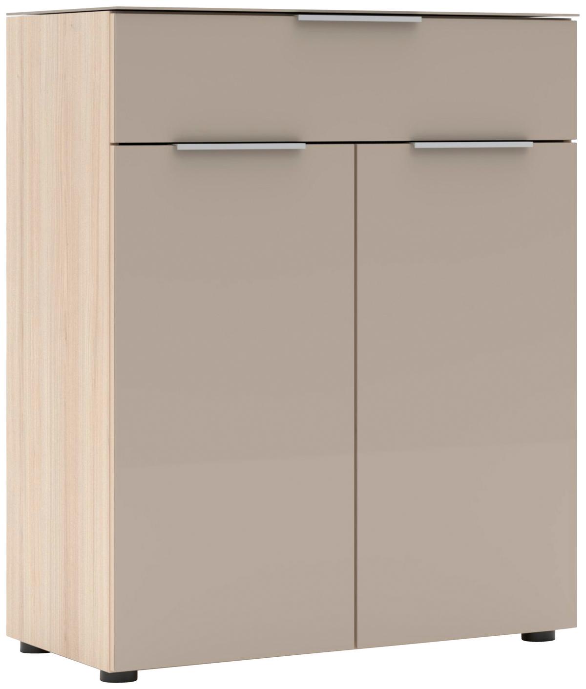 Schuhschrank Siena Eichefarben/Kaschmir - Kaschmir/Eichefarben, MODERN, Glas/Holzwerkstoff (80/99/41cm) - Mömax