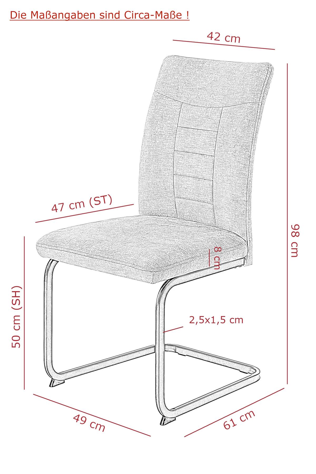 SCHWINGSTUHL-SET GELA S 4ER-SET - Anthrazit/Schwarz, MODERN, Textil/Metall (49/98/61cm) - MID.YOU