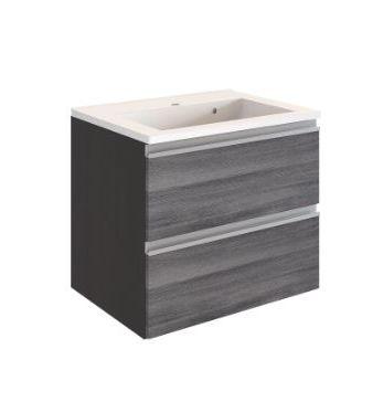 Waschtischkombi in Grau 'Arezzo' - Alufarben/Weiß, Basics, Holzwerkstoff/Stein (60cm) - Held