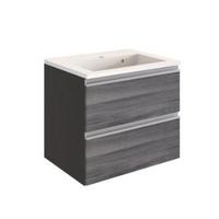 Waschtischkombi in Grau 'Arezzo' - Alufarben/Weiß, Basics, Holzwerkstoff/Stein (60cm) - Held