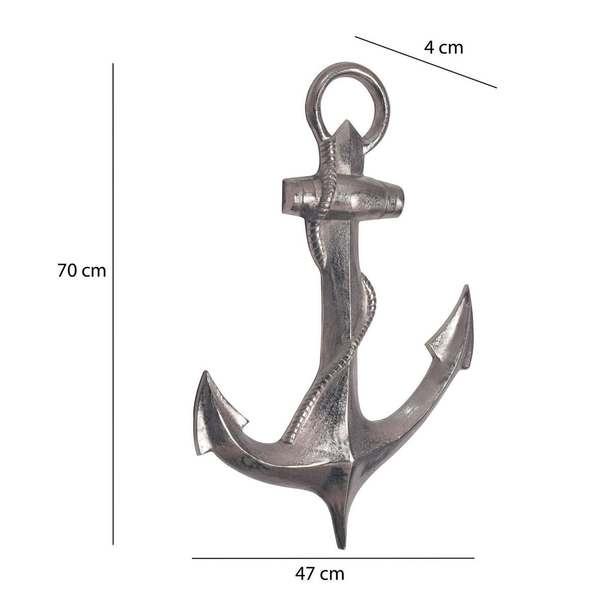 Stenska Dekoracija Anchor - srebrne barve, Design, kovina (47/70/4cm) - Livetastic