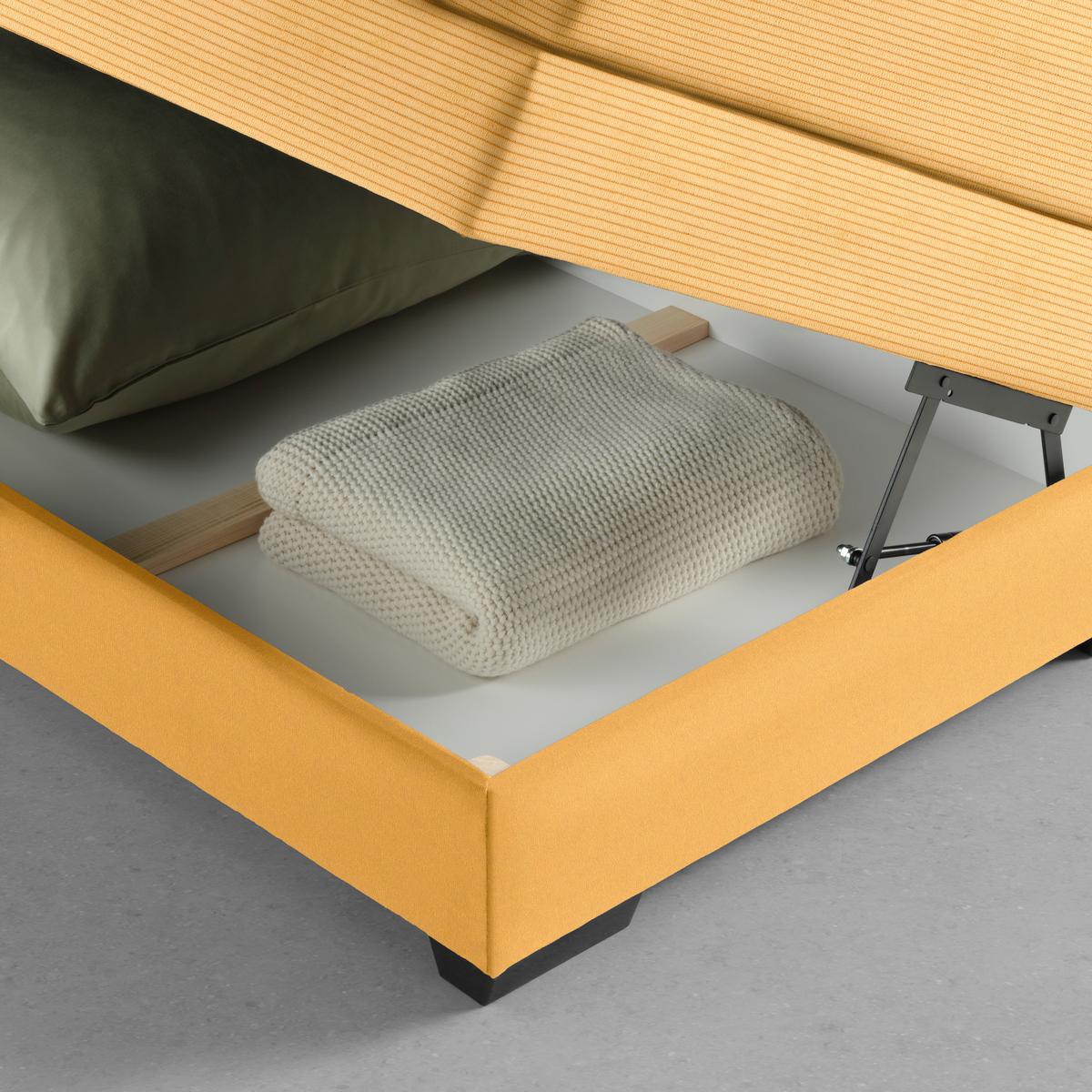 Boxspringbett Sevilla Senfgelb ca. 180x200cm - Senfgelb/Schwarz, KONVENTIONELL, Holz/Kunststoff (180/200cm) - Premium Living