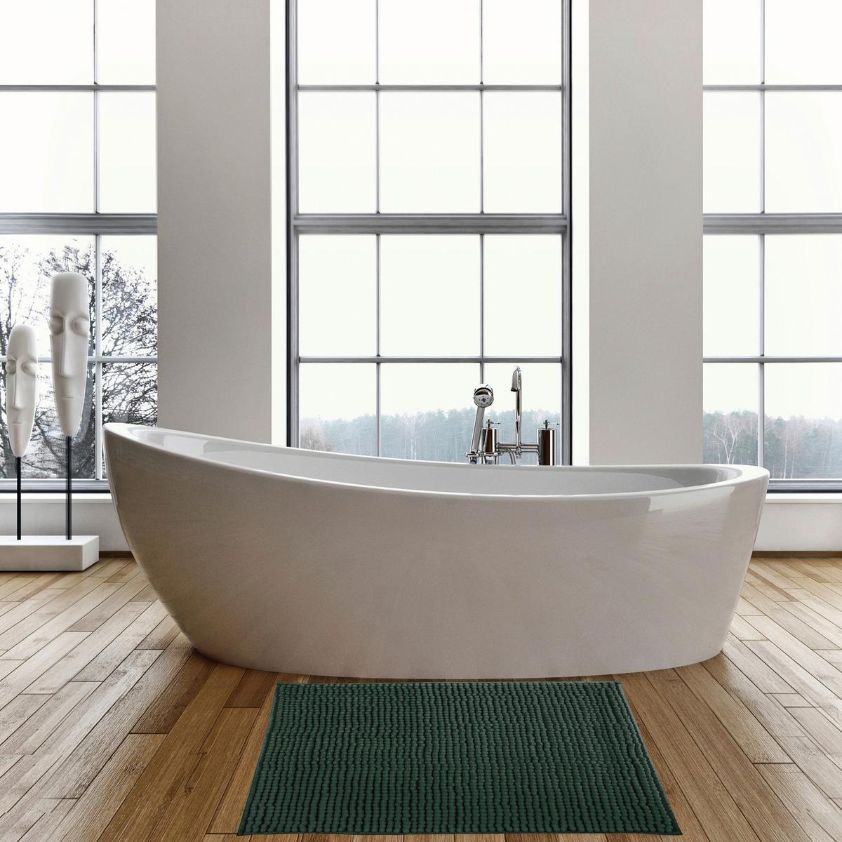 Badteppich 144509 Chenille - Dunkelgrün, Konventionell (50/80cm) - Spirella