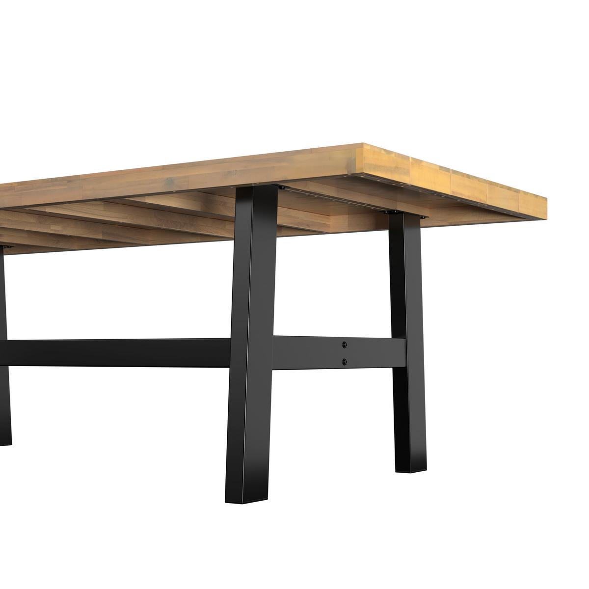 Gartentisch Selma Schwarz/Akaziefarben - Schwarz/Akaziefarben, Modern, Holz/Metall (240/100/75cm) - Mömax