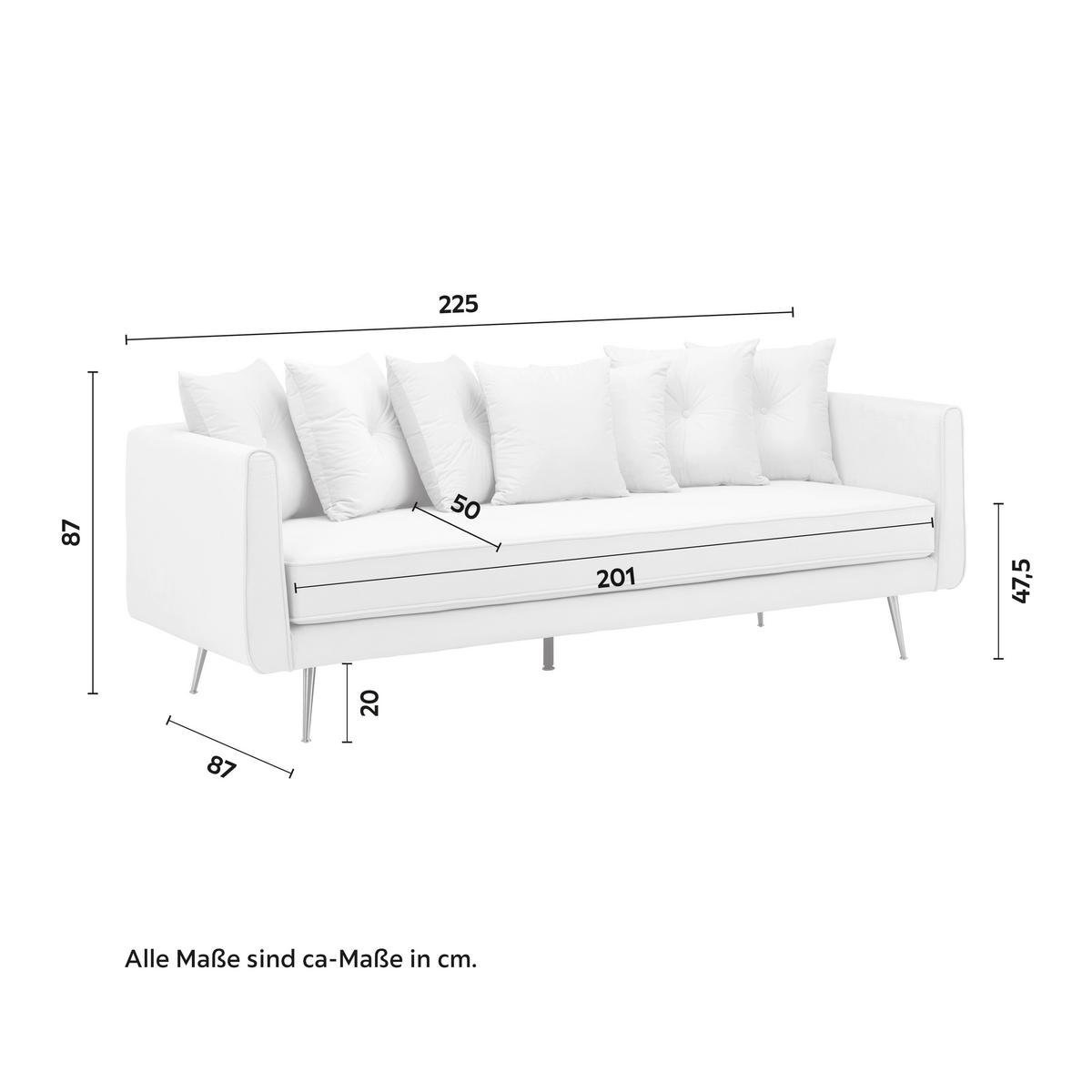 Bigsofa Luis Beige Samt - Beige/Roségold, MODERN, Holz/Textil (225/87/87cm) - Bessagi Home
