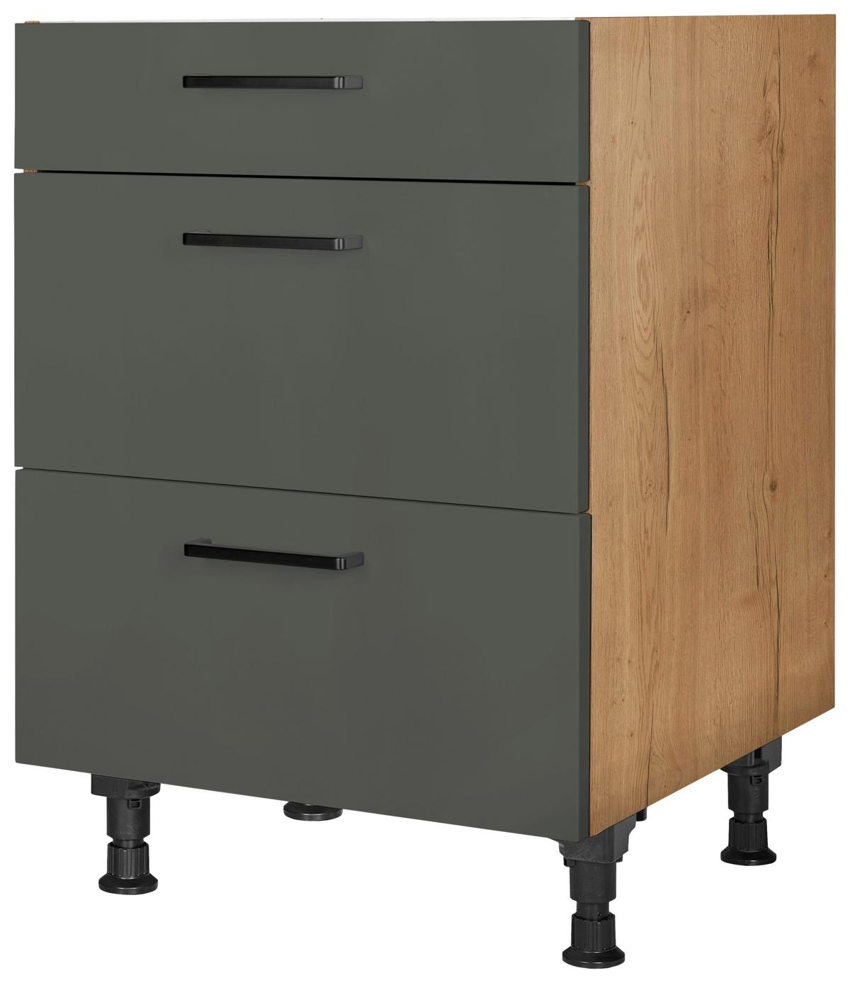 Kochfeldumbauschrank Easytouch Grün - Eichefarben/Schwarz, MODERN, Holzwerkstoff/Metall (60,0/87,0/56,0cm) - Nobilia