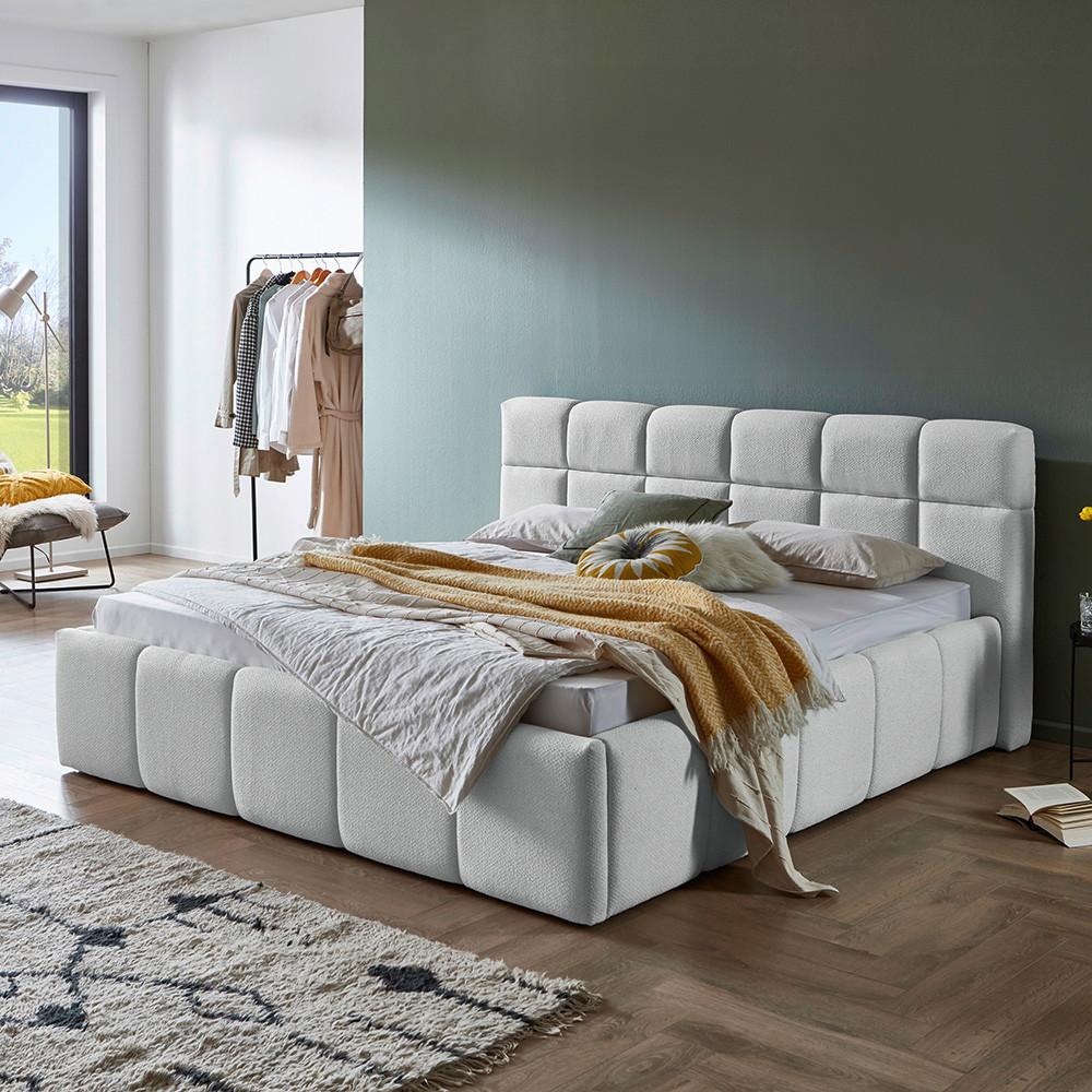 Oblazinjena Postelja Ascona, Svetlo Siva, 140x200 - črna/svetlo siva, Konvencionalno, umetna masa/tekstil (140/200cm) - Modern Living