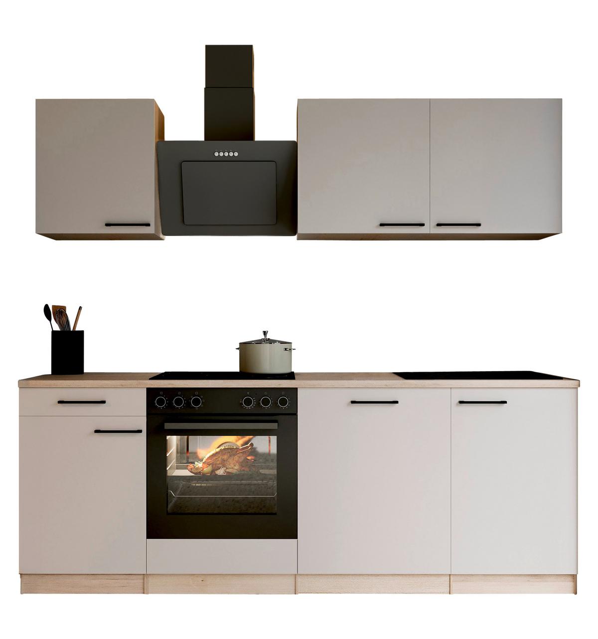 Küchenblock Merle m. Geräten Kaschmir - Kaschmir/Eichefarben, Trend, Holzwerkstoff/Metall (220cm) - Respekta