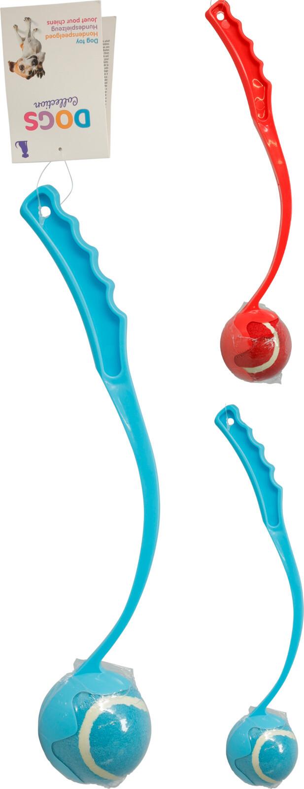 Labdadobó Kutyajáték Dogs Collection - piros/kék, műanyag (38cm)