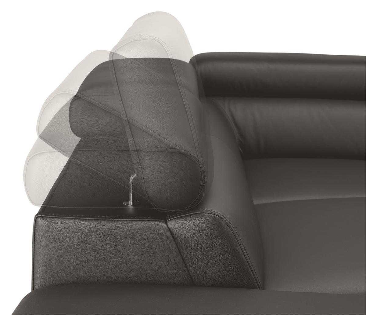 Wohnlandschaft Carmen Graublau - Graublau/Schwarz, MODERN, Leder/Holz (292/72/226cm) - Premium Living