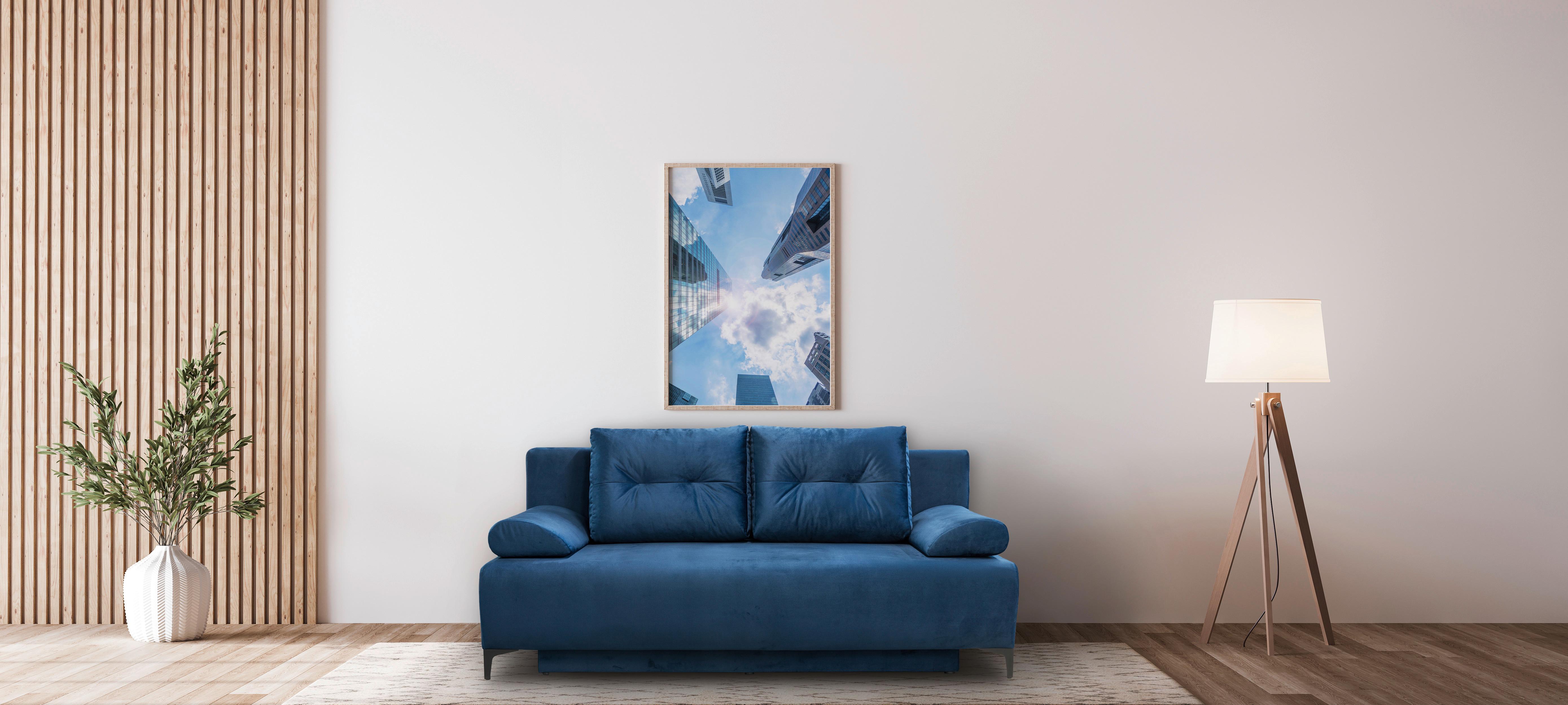 Sofa Viera - tamno plava/crna, Modern, tekstil/drvo (201/100/105cm) - Modern Living