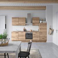 Küchenblock Structura Low m. Geräten Eiche dunkel - Eiche dunkel/Eichefarben, MODERN, Holzwerkstoff/Metall (300cm) - Nobilia