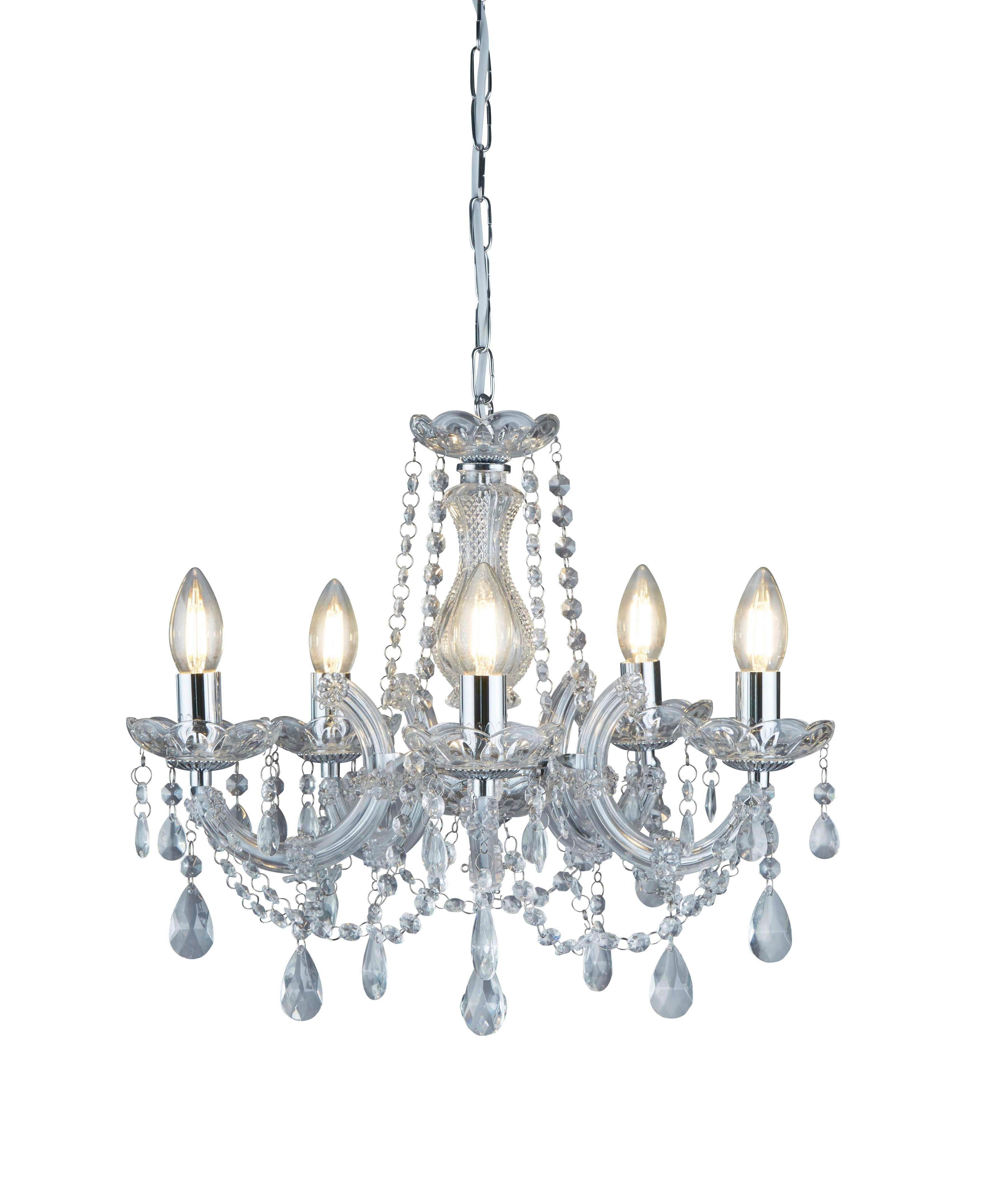 Kristály Függőlámpa 399-5 - krómszínű, Konventionell, műanyag/üveg (48/120cm)