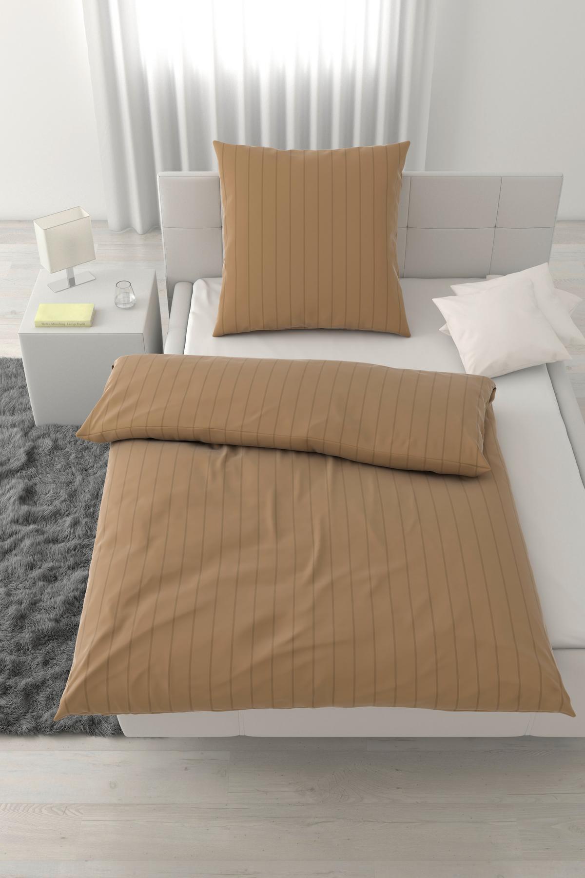 Bettwäsche Dobby Streif Goldfarben ca. 135x200cm - Goldfarben, Textil (200/135cm) - Mömax