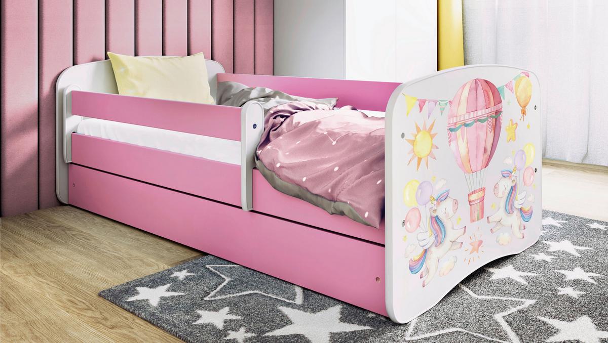 Otroška Postelja Babydreams, Bela, Roza, 80x160cm - pink/bela, Moderno, tekstil/leseni material (80/160cm) - MID.YOU