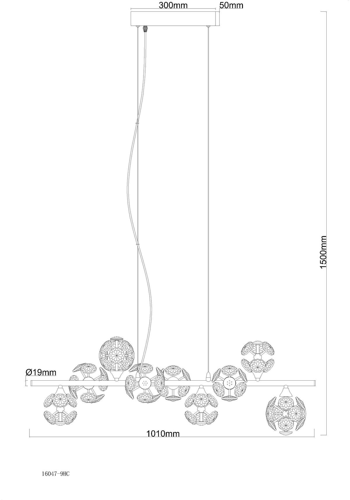 LED-HÄNGELEUCHTE 16047-9HC VIRINA - Klar/Chromfarben, Konventionell, Glas/Metall (86,6/36/120cm) - Globo