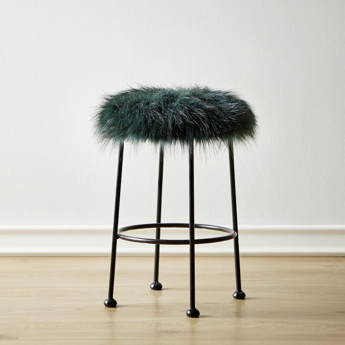 HOKER LUZIE - zielony/czarny, Modern, futro/metal (30/50cm) - Bessagi Home