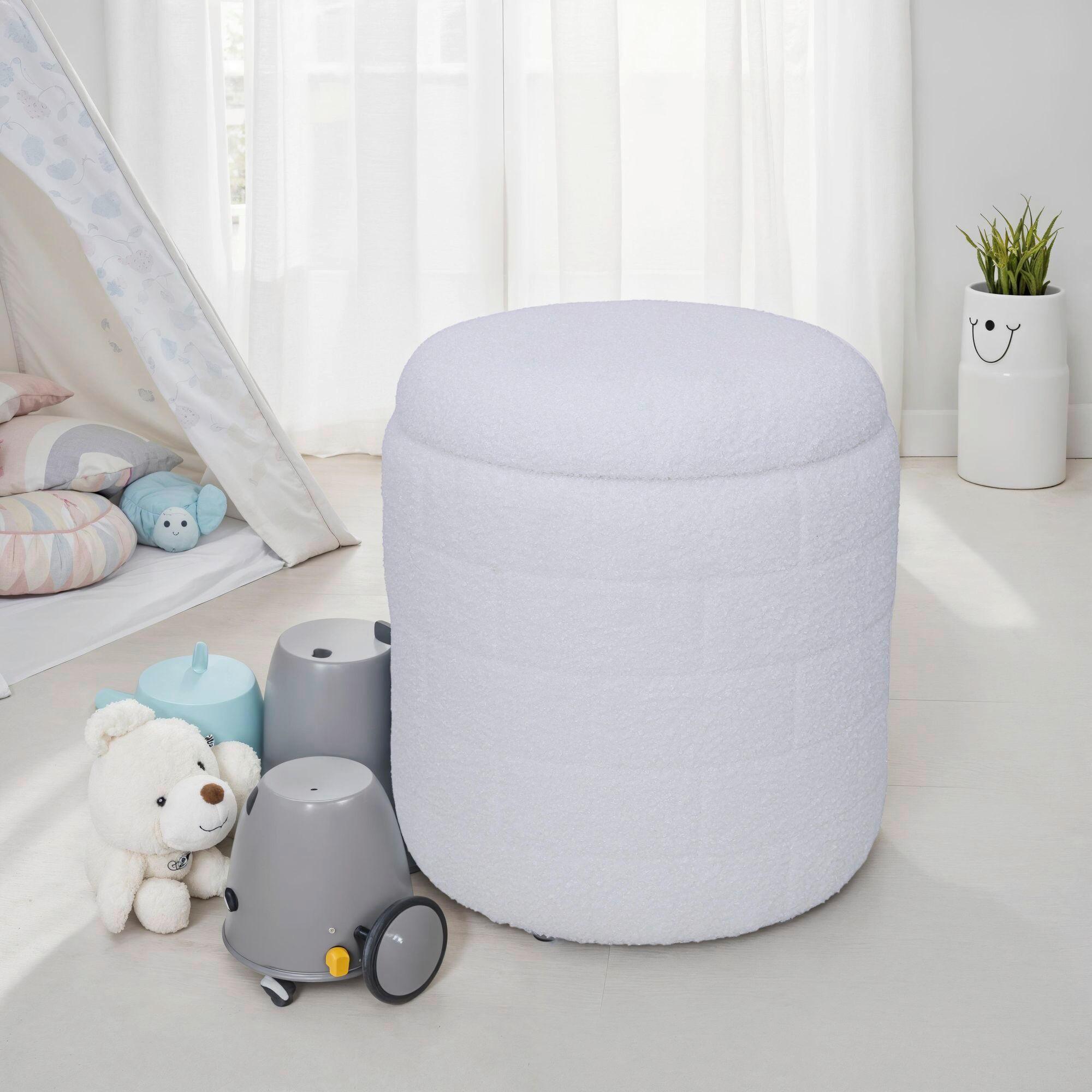 Tabure Poly, Bela - bela, Basics, tekstil (40/45/40cm) - Livetastic