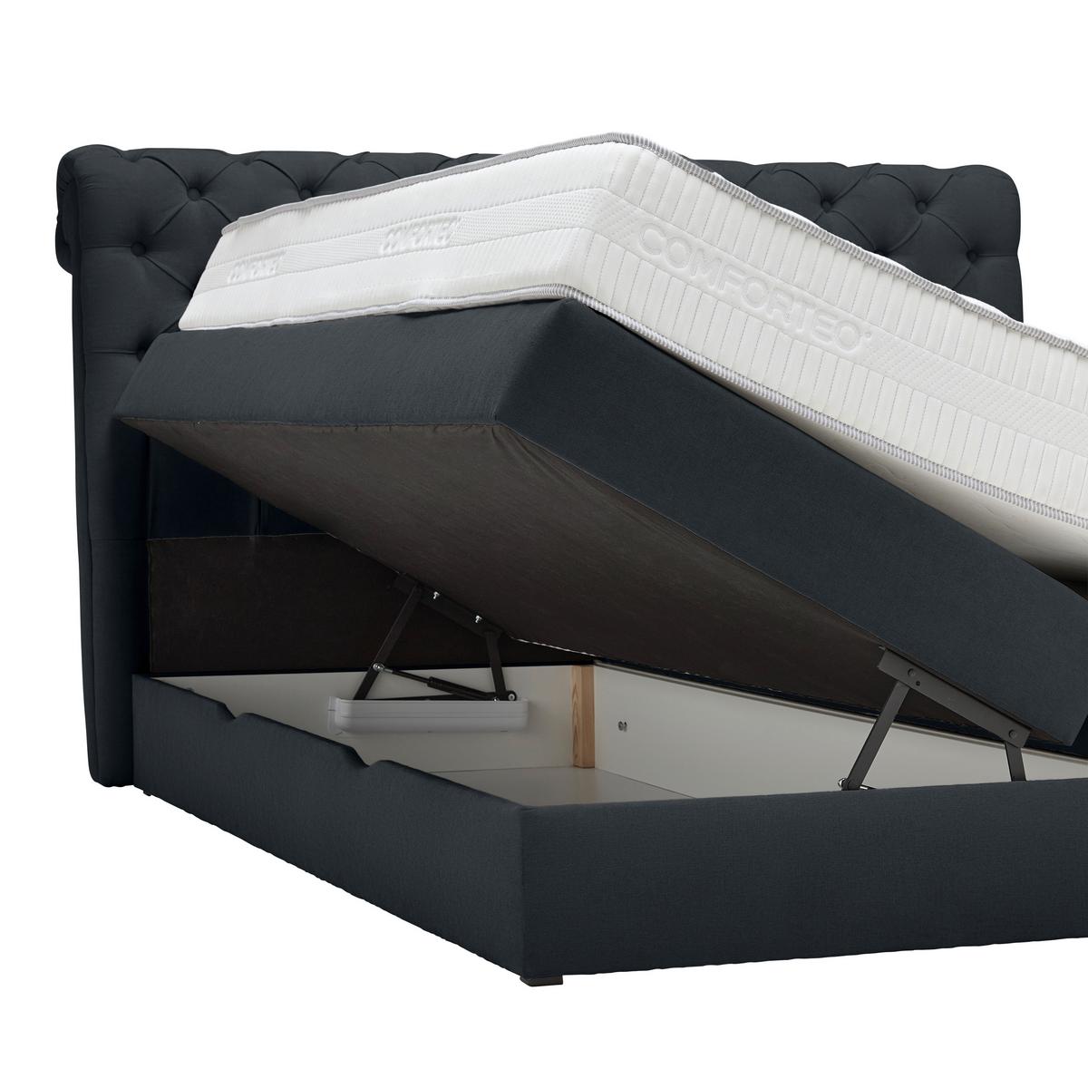 Boxspringbett Belano Schwarz ca. 180x200cm - Schwarz, Konventionell, Holz/Holzwerkstoff (180/200cm) - Premium Living