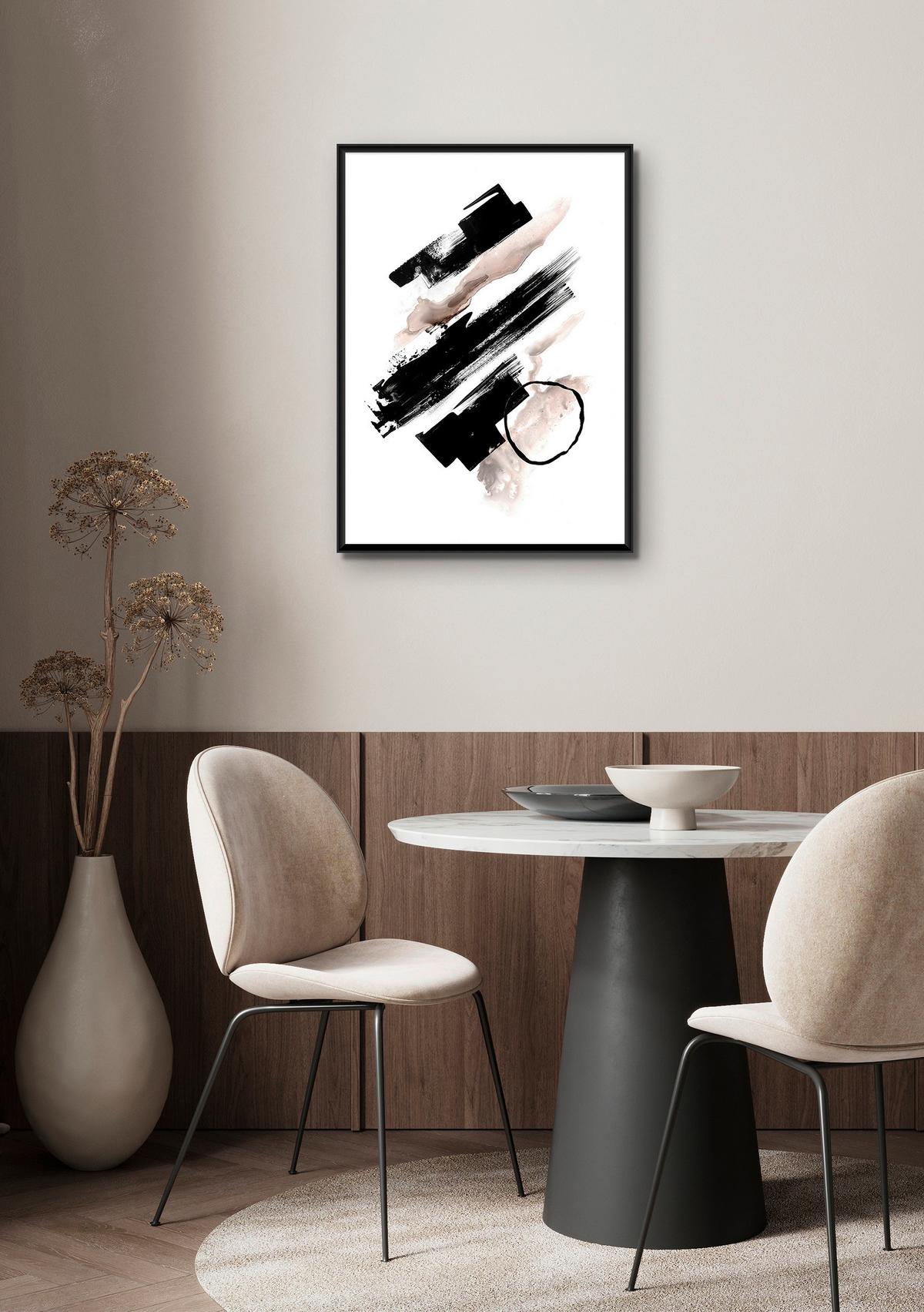 Slika Kenzo - črna/večbarvno, papir/leseni material (50/70cm) - Modern Living