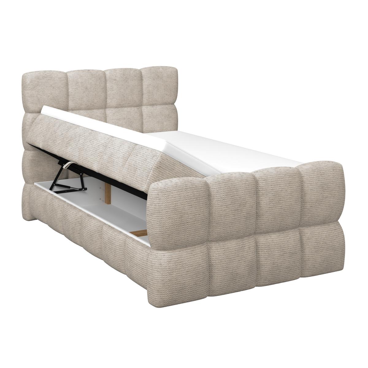 Postelja Boxspring Brisbane, Bež, 140x220 - črna/bež, Trend, kovina/umetna masa (140/220cm) - Premium Living