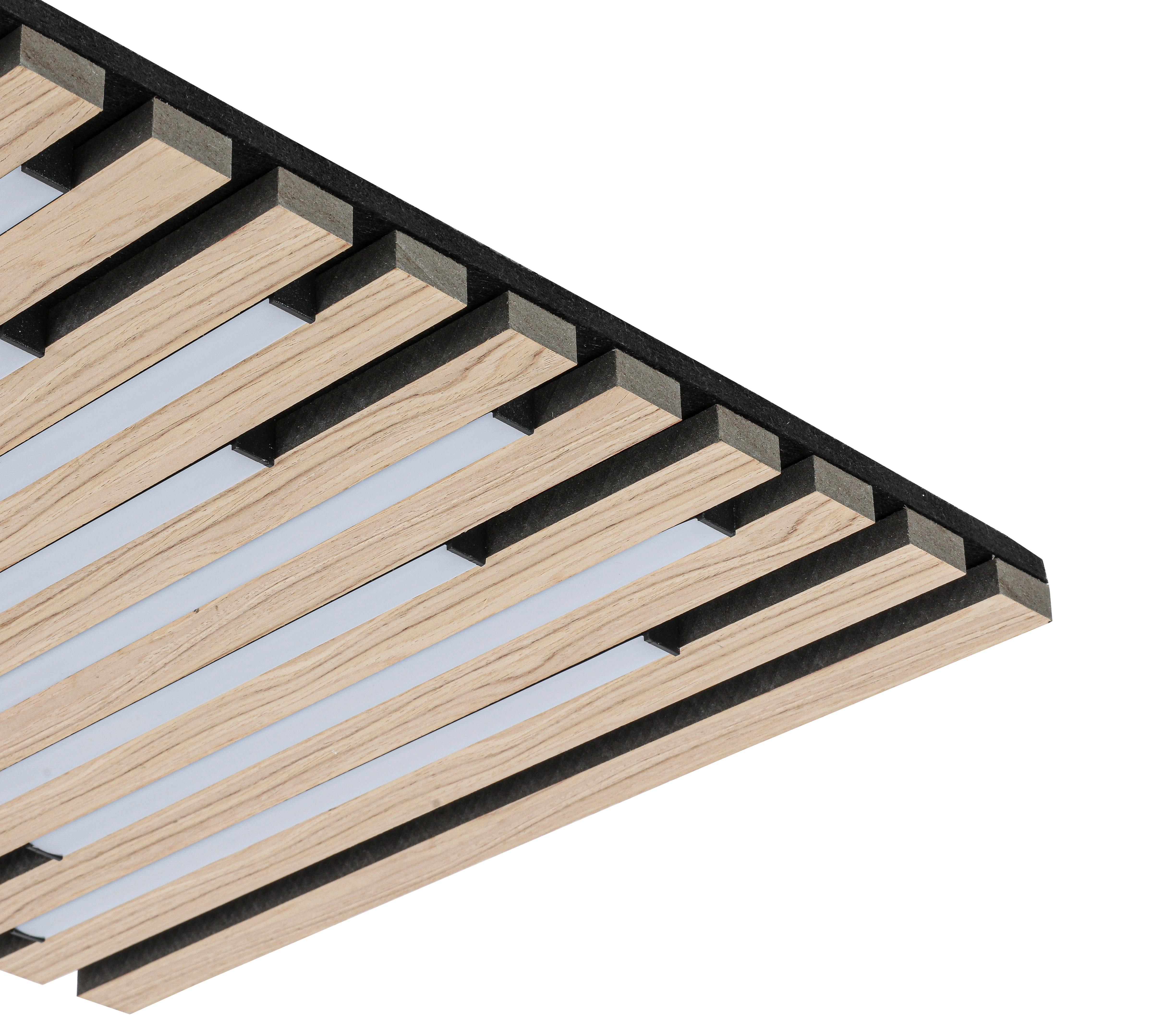 LED-TAKLAMPA RUKO - svart/ekfärgad, Modern, metall/trämaterial (42,5/42,5/5,5cm) - Mömax