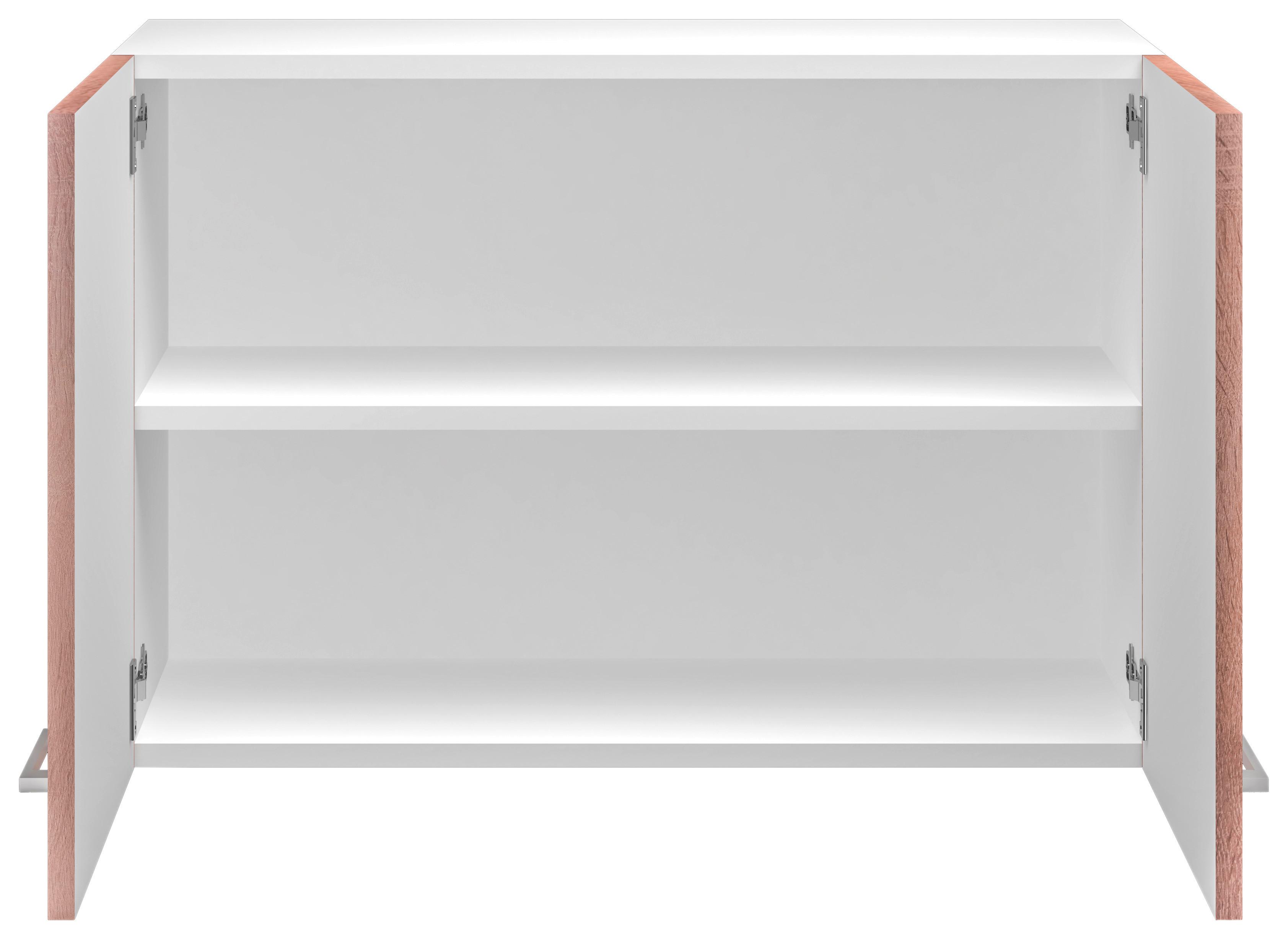 Kuhinjska Zgornja Omarica Samoa, Barva Hrasta - bela/barve aluminija, Konvencionalno, umetna masa/leseni material (80/54,8/32cm)