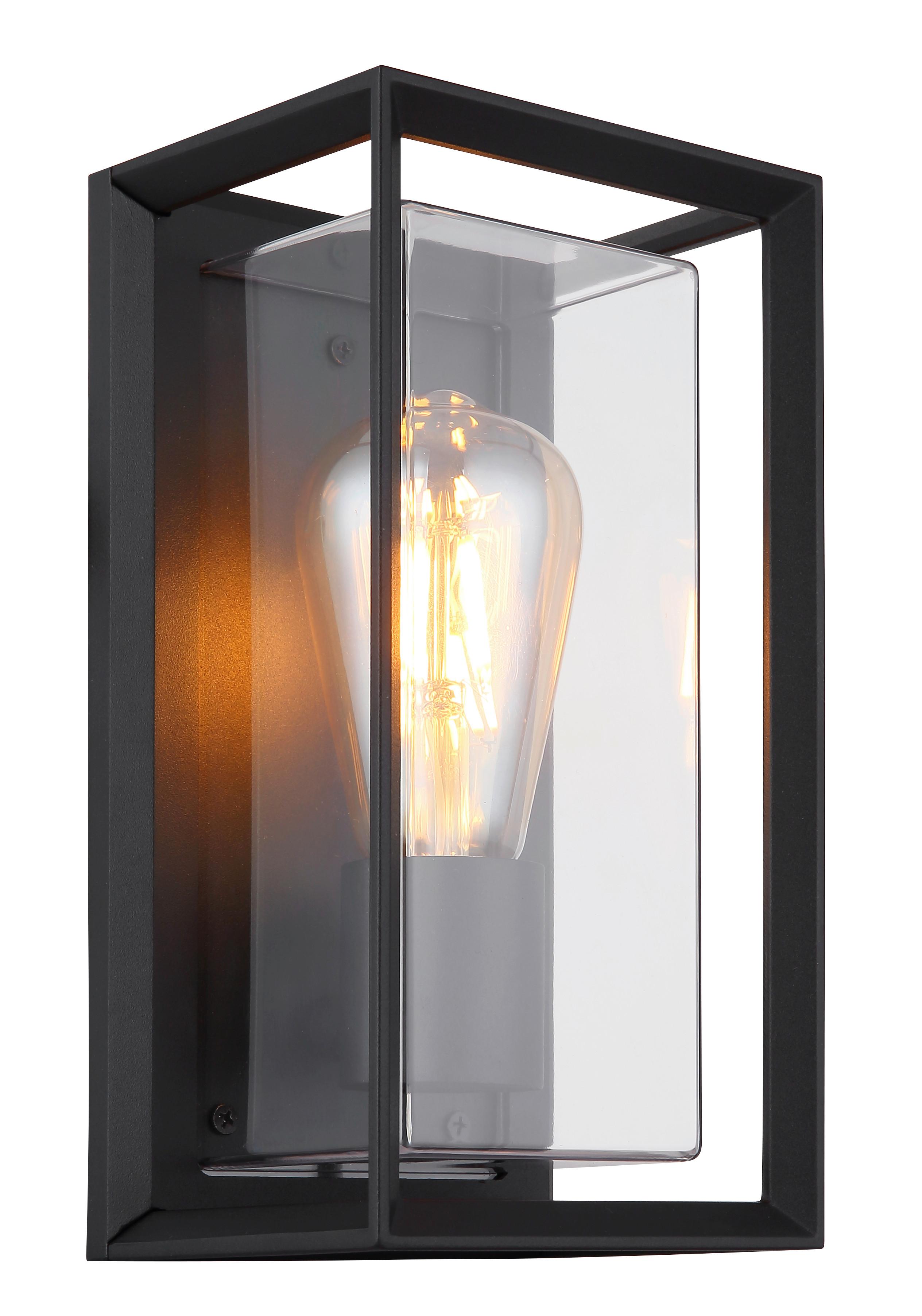 Außenleuchte Logana Schwarz max. 60 Watt - Klar/Schwarz, KONVENTIONELL, Kunststoff/Metall (13/12,2/24,8cm) - Globo