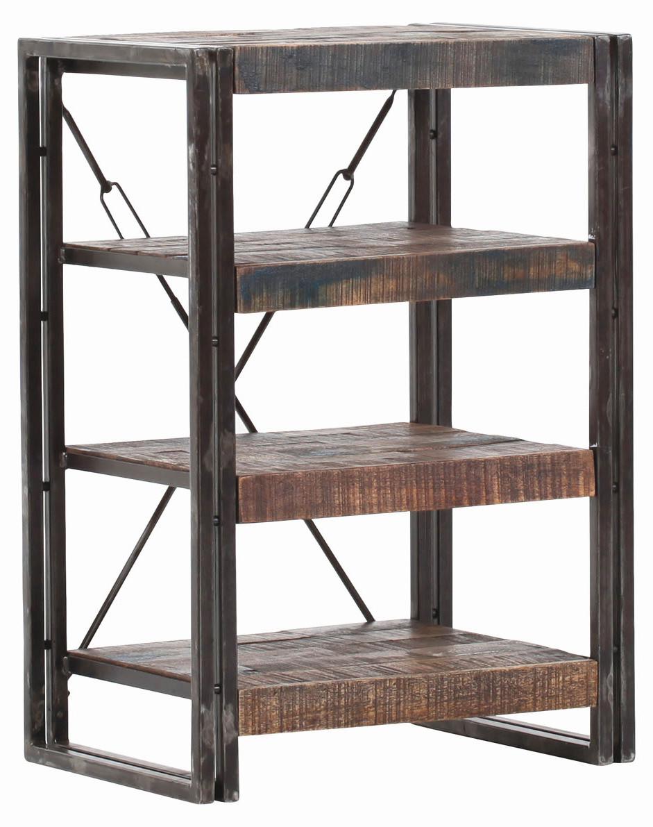 REGAŁ TITAN - brązowy, Design, metal/drewno (55/80/40cm)