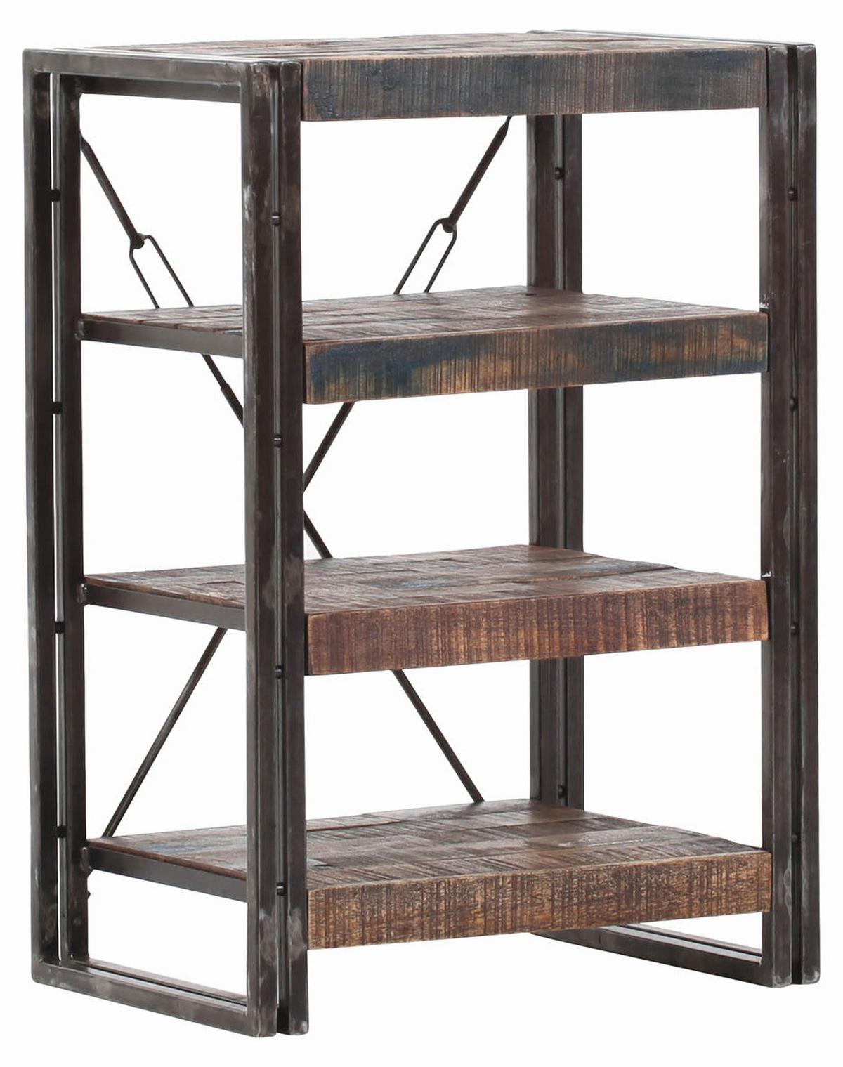 REGAŁ TITAN - brązowy, Design, metal/drewno (55/80/40cm)