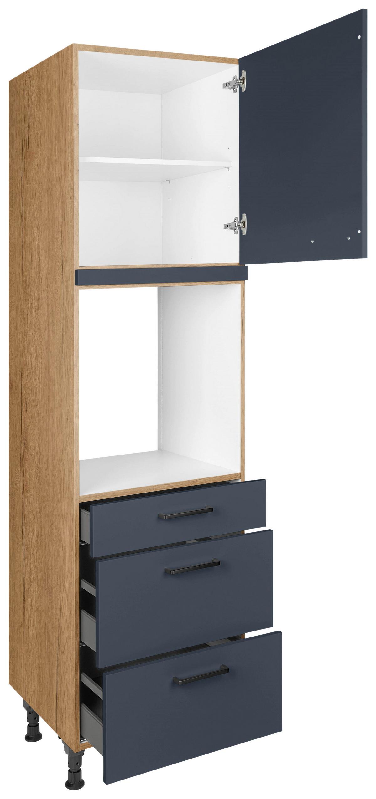 Geräteumbauschrank Easytouch Blau - Blau/Eichefarben, MODERN, Holzwerkstoff/Metall (60/216,6/58cm) - Nobilia